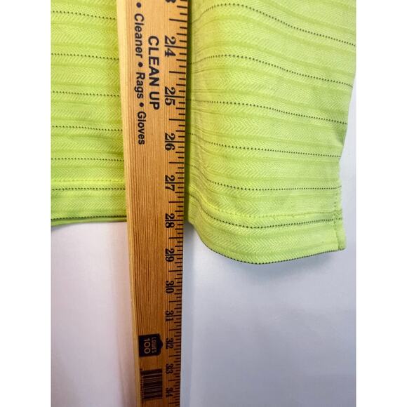 Pebble Beach Mens Med Green Striped Performance 3 Button Short Sleeve Golf Polo - Picture 5 of 7